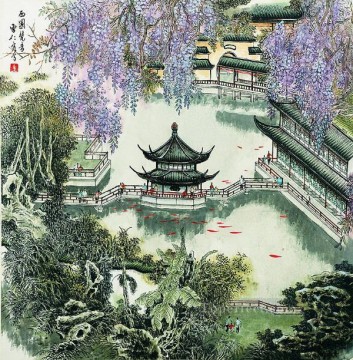 春のアンティーク中国の曹仁栄蘇州公園 Oil Paintings